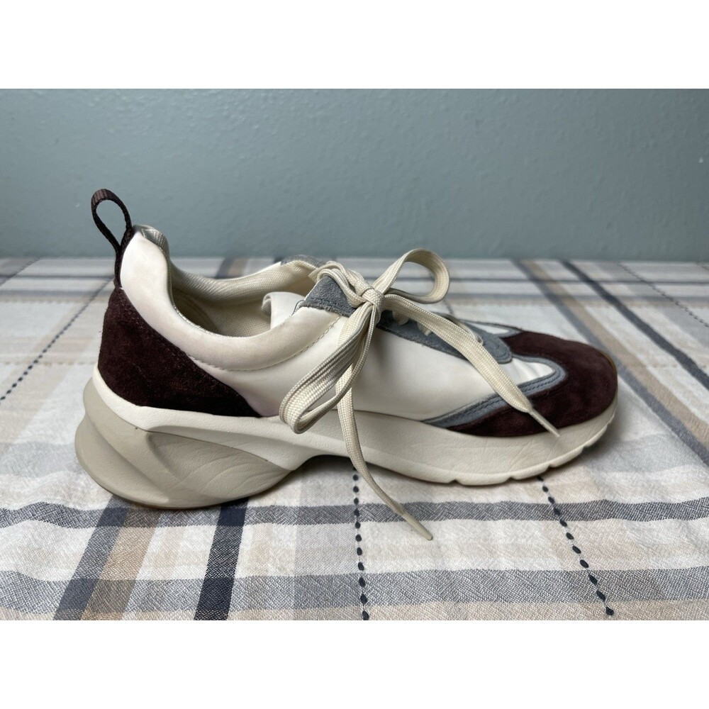 Tory Burch Good Luck Trainer Sneakers Cream Brown Suede Chunky Womens Size 8 - Picture 6 of 10